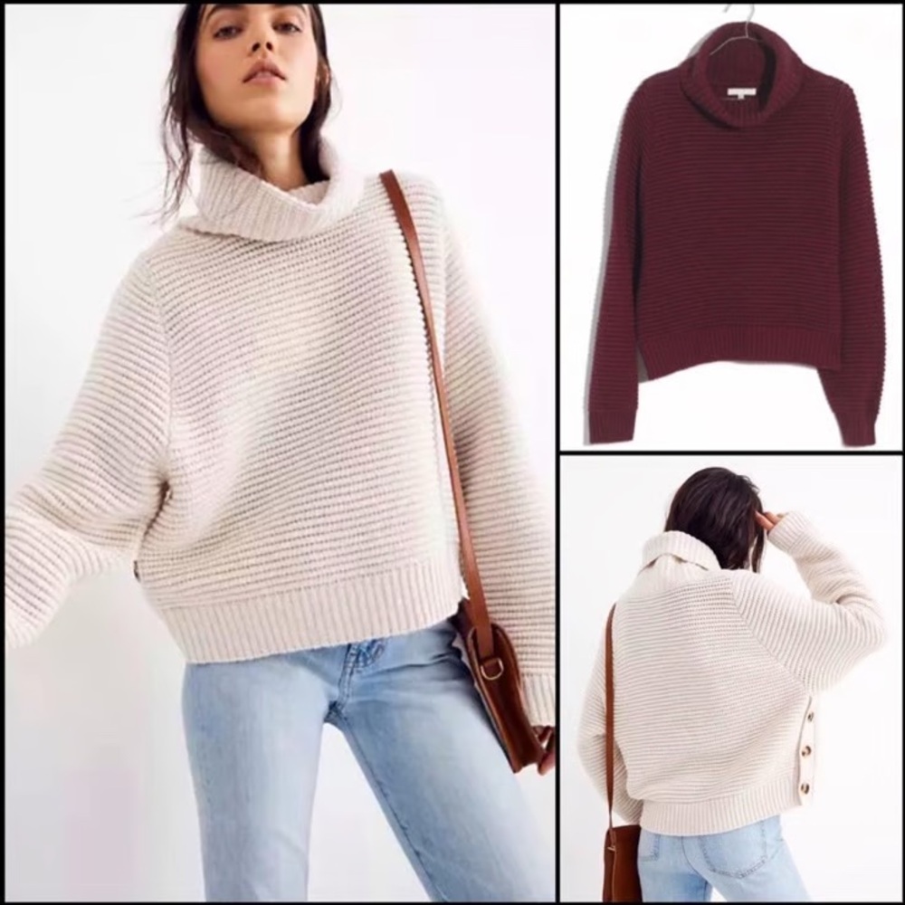 Madewell ribbed knit merino wool blend long sleeve top